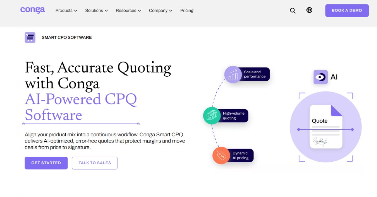 Conga CPQ homepage