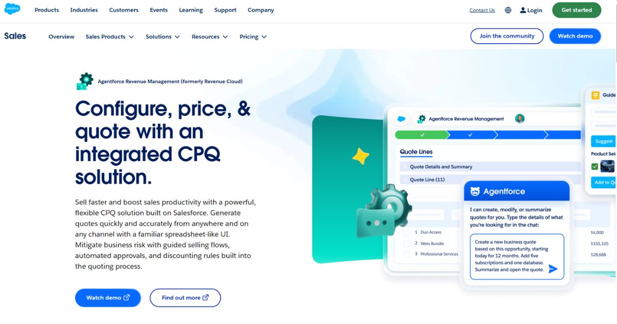 Salesforce CPQ homepage